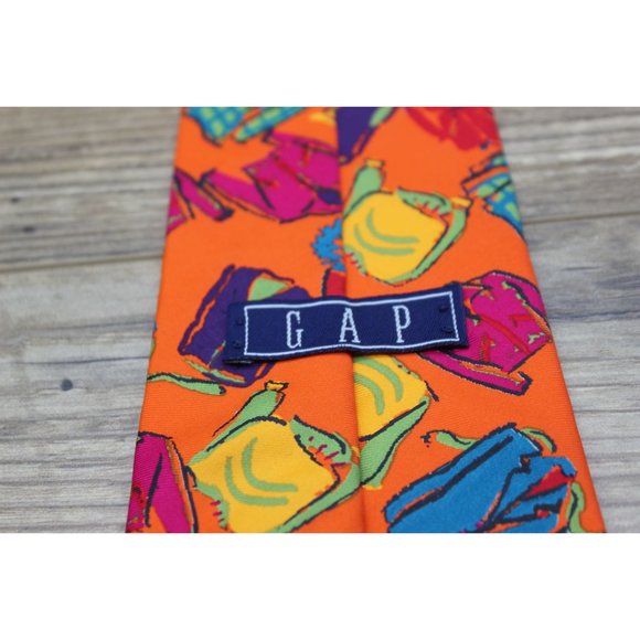 Gap vintage men's 90s Y2K novelty print Italian silk‎ tie - Picture 7 of 11